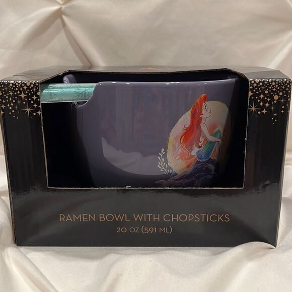 Disney The Little Mermaid Princess Ariel on a Rock in Moonlight Ramen Bowl NIP - Picture 3 of 7